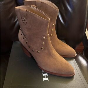 CoachStudded Brown Ankle Boots